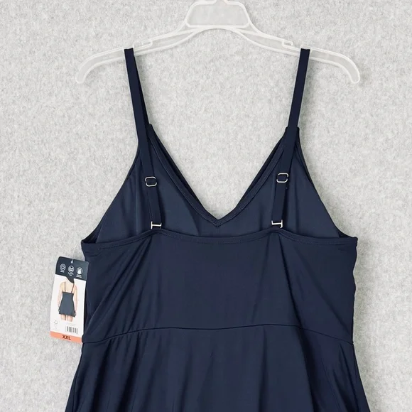 Lands End V Neck Tulip Wrap One Piece Swimsuit Swim Dress Size XXL Blue New - Picture 6 of 14